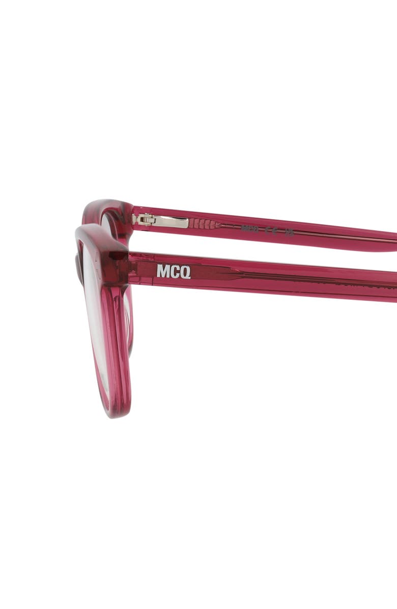 McQueen 49mm Square Optical Glasses, Alternate, color, Burgundy Burgundy Transparent