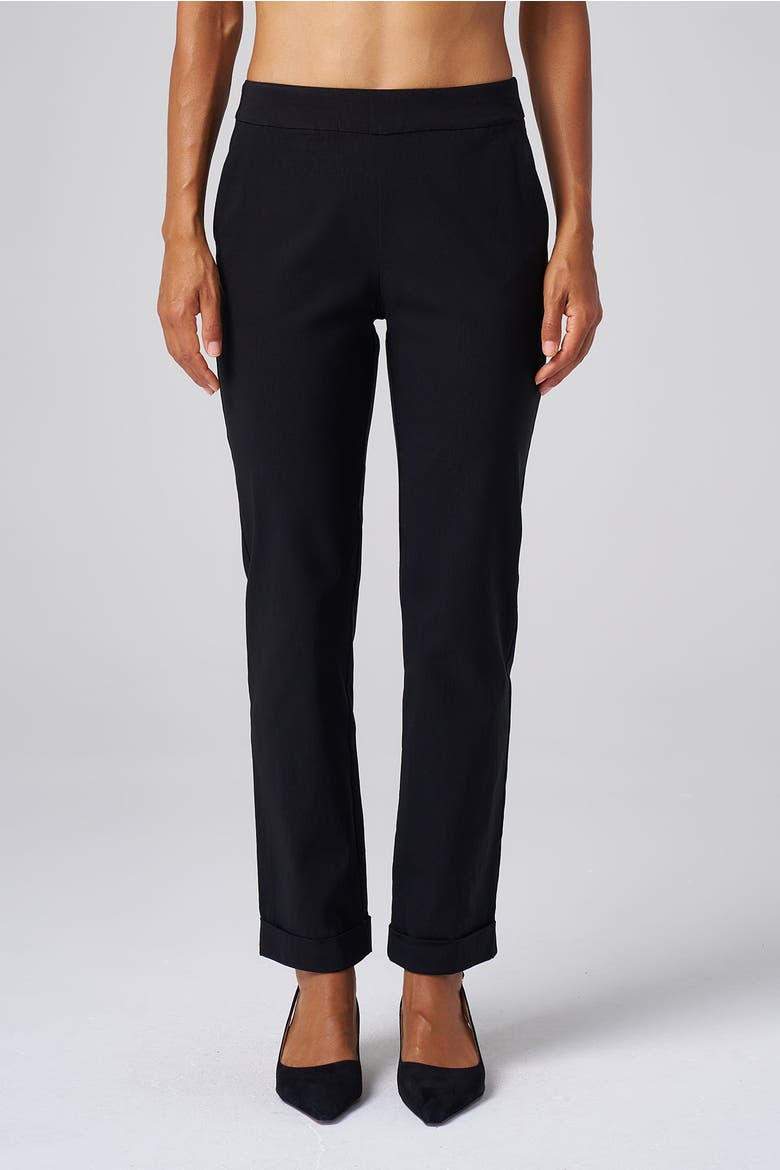 Structured Stretch Cuffed Tapered Pant, Alternate, color, Black