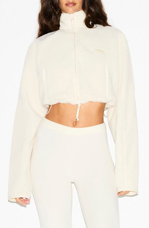 Faux Shearling Crop Jacket (Regular & Plus)