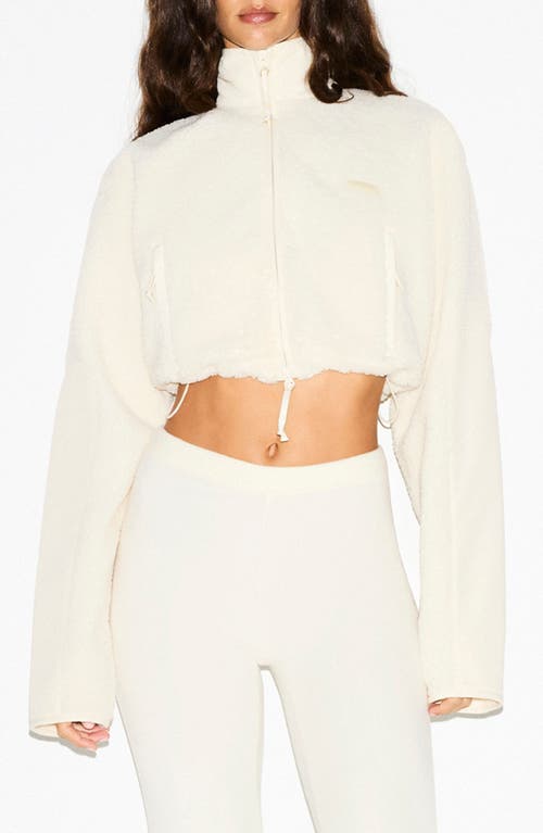 Skims Faux Shearling Crop Jacket In White