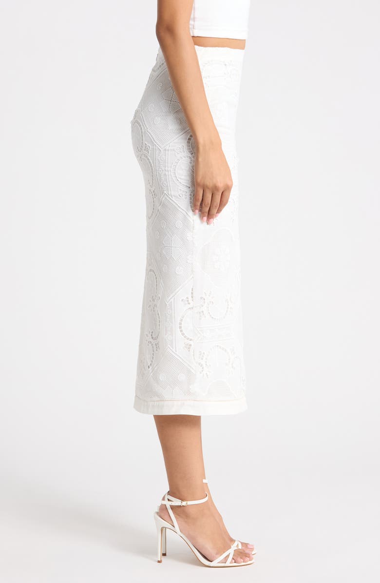 HOUSE OF CB Cecilia Lace Midi Skirt, Alternate, color, White