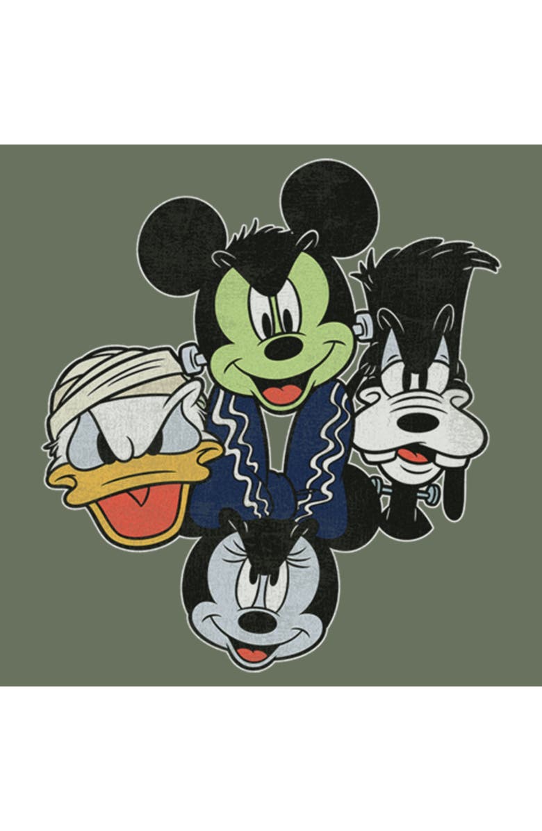 Mickey & Friends Women's Mickey & Friends Halloween Group Faces Graphic T-Shirt, Alternate, color, Sage Green