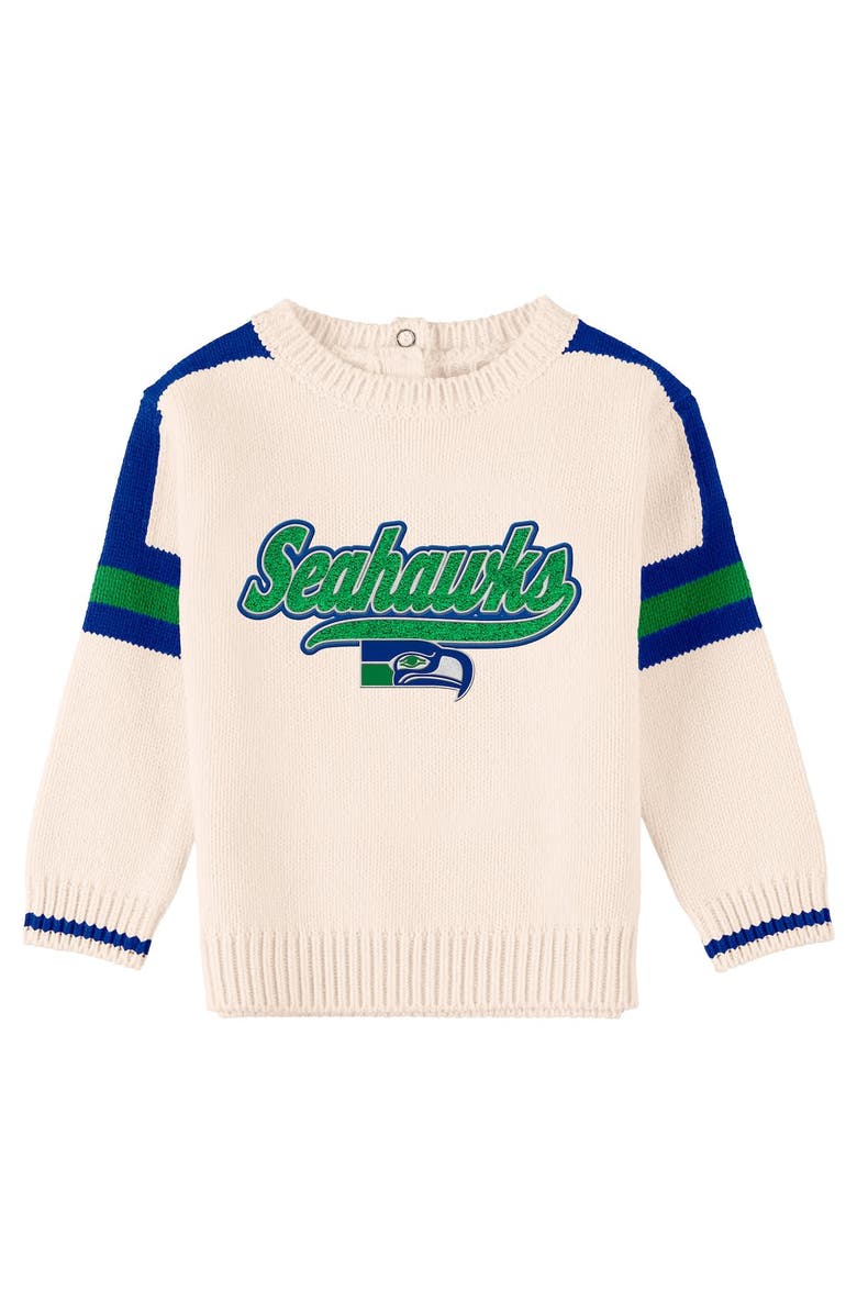 WEAR by Erin Andrews Infant WEAR by Erin Andrews Cream Seattle Seahawks Throwback Script Sweater, Alternate, color, Cream