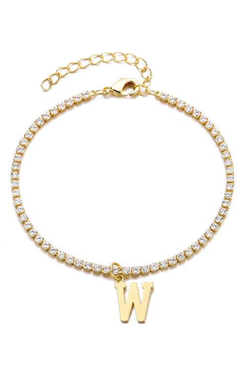 Initial Charm Tennis Bracelet