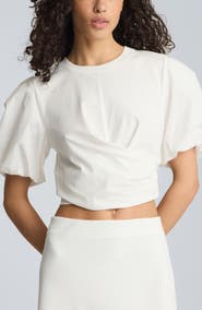 Kenneth Cole Puff Sleeve Faux Wrap T-Shirt