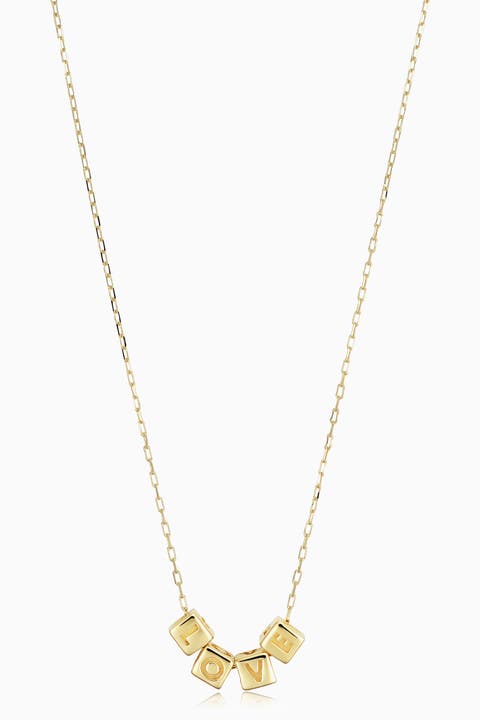14K Yellow Gold Love Cubed Necklace