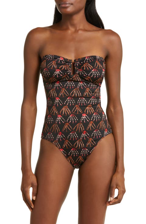Monterey Abstract Print Strapless One-Piece Swimsuit