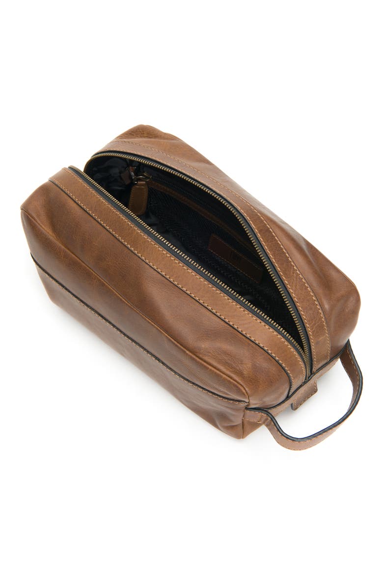'Logan' Leather Travel Kit, Alternate, color, DARK BROWN