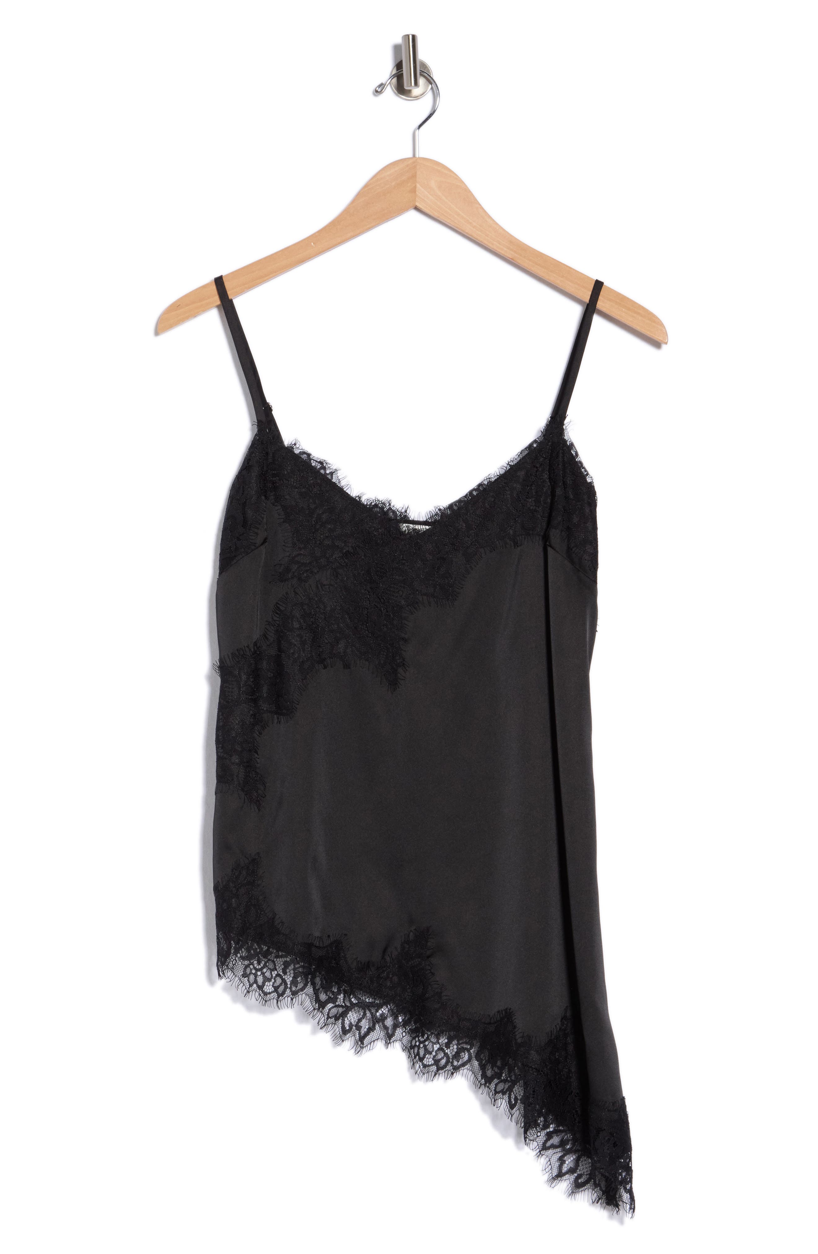 andequal アンドコール　asymmetry lace camisole Lace Trim Asymmetric Hem Satin Camisole (Women) | Nordstromrack