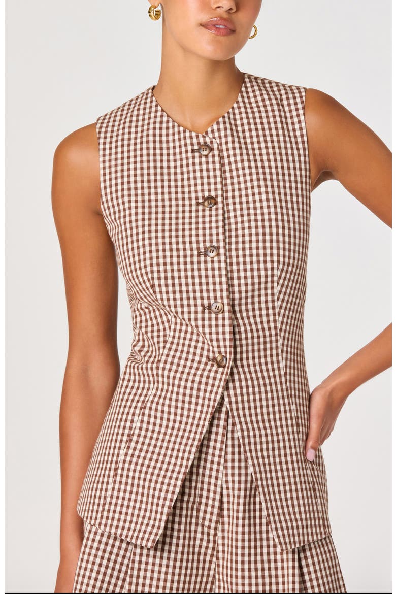 Karan Check Cotton Vest, Alternate, color, BROWN CHECKER