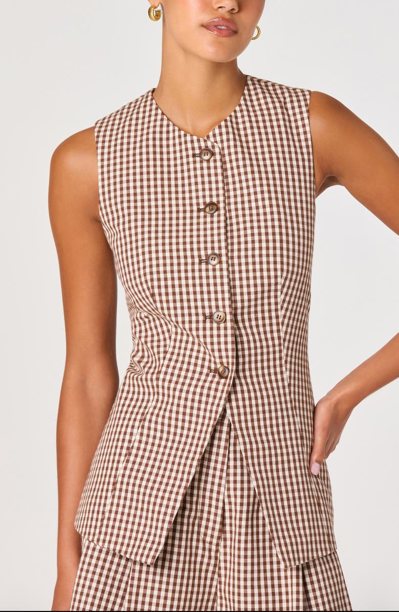 ASTR the Label Karan Check Cotton Vest, Alternate, color, Brown Checker