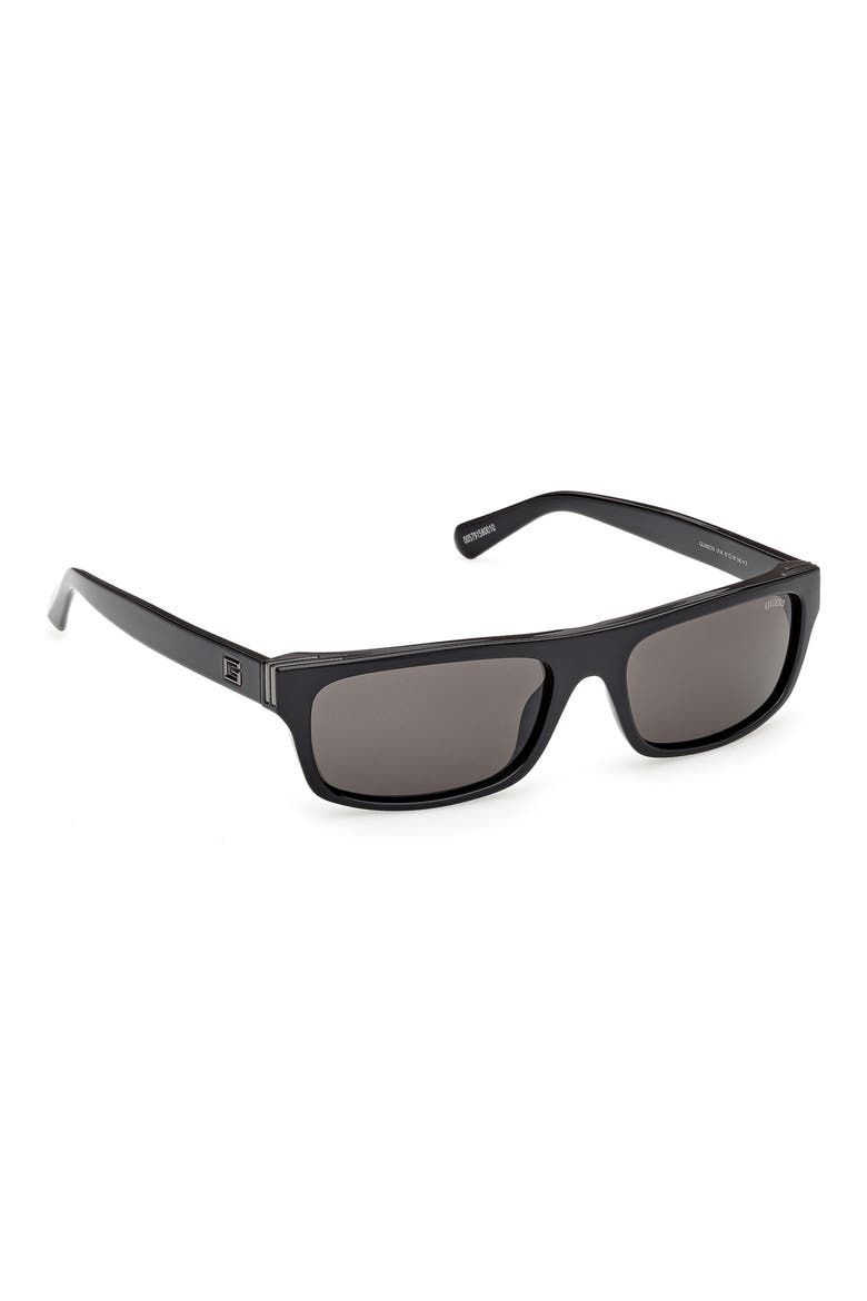 Rectangular Sunglasses, Alternate, color, SHINY BLACK / SMOKE