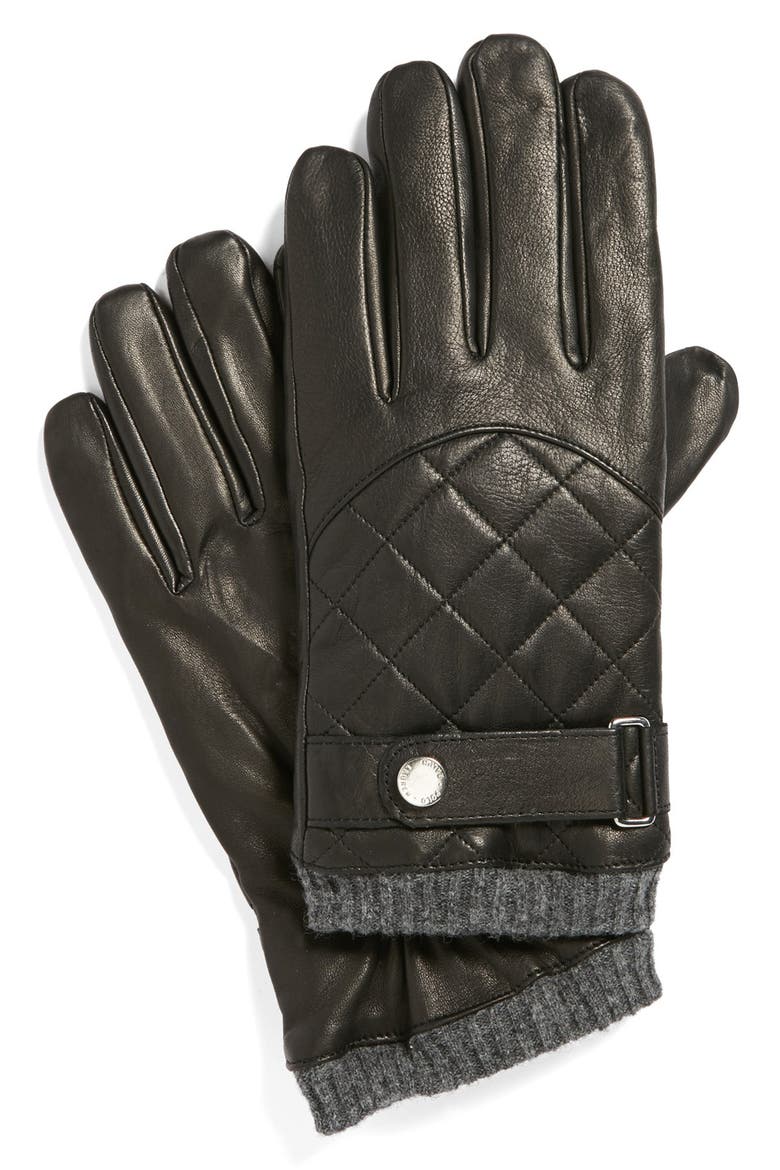Quilted Racing Gloves, Main, color, BLACK