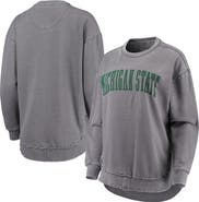 PRESSBOX Women's Pressbox Heather Gray Michigan State Spartans Vintage Wash Pullover Sweatshirt