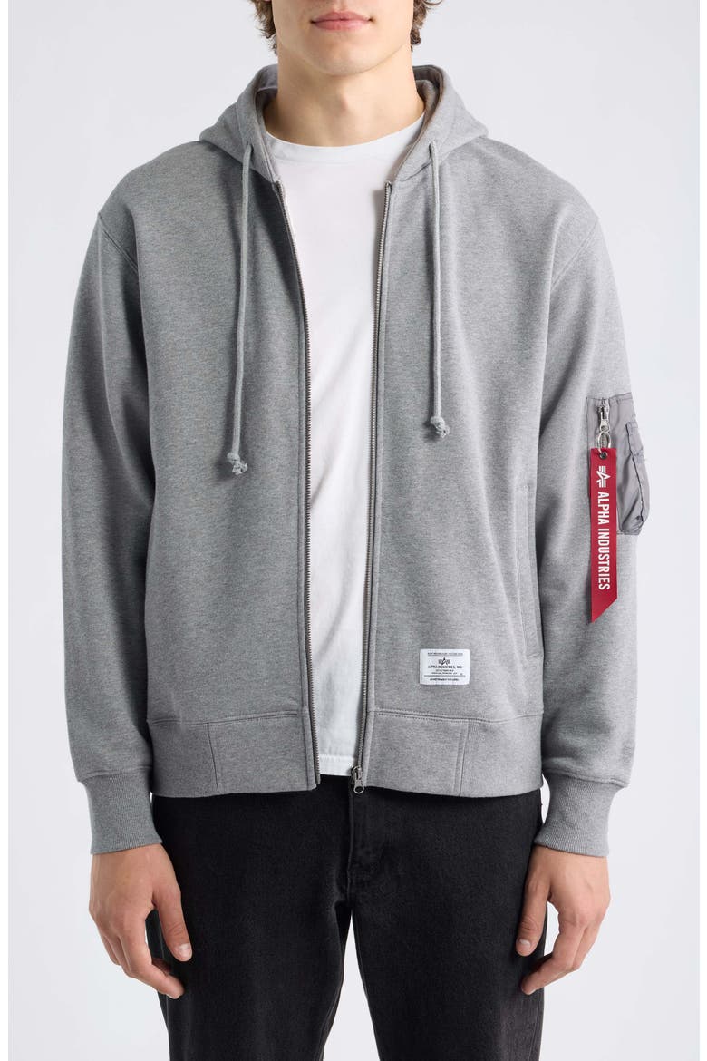 Utility Pocket Full-Zip Hoodie, Main, color, MEDIUM CHARCOAL HEATHER
