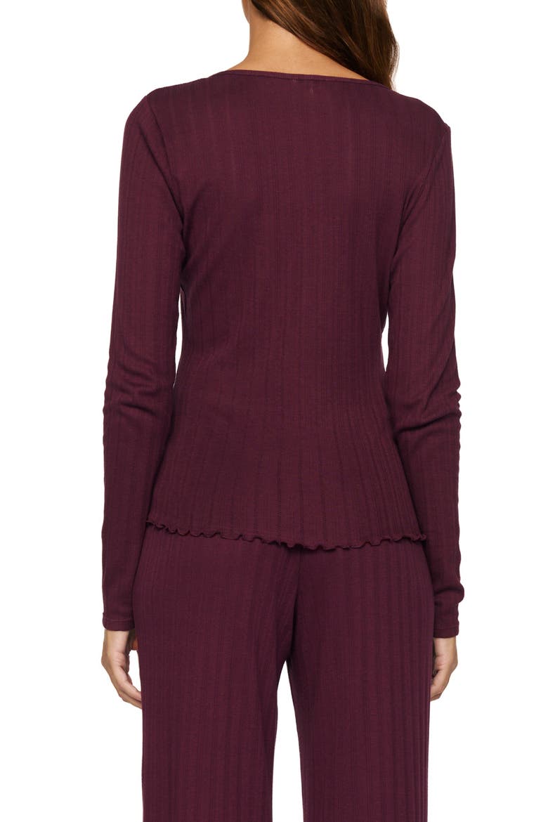 Pointelle Rib Henley Pajama Top, Alternate, color, WILDBERRY