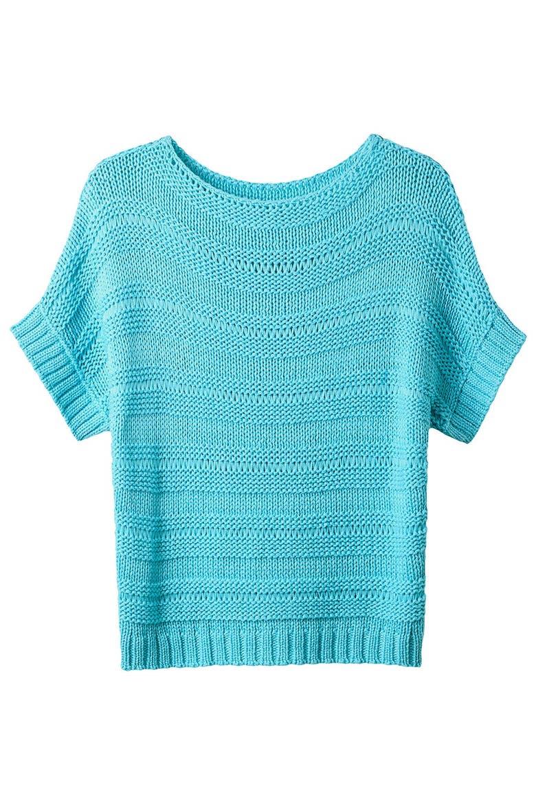Boatneck Pointelle Sweater, Alternate, color, LIGHT BLUE