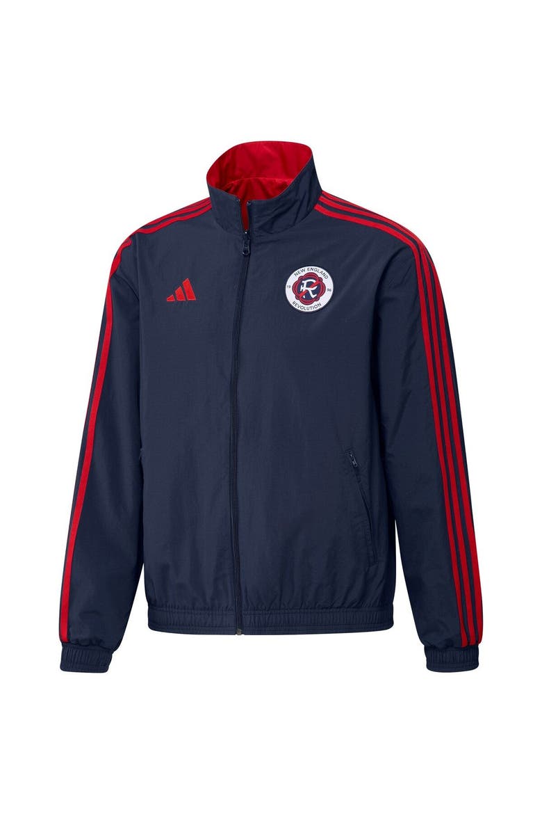 Men's adidas Navy/Red New England Revolution 2023 On-Field Anthem Full-Zip Reversible Team Jacket, Alternate, color, Navy