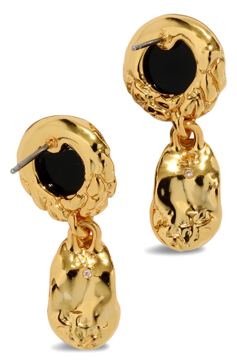 Alexis Bittar Brut Black Onyx Coin Drop Earrings, Alternate, color, Black/ Gold