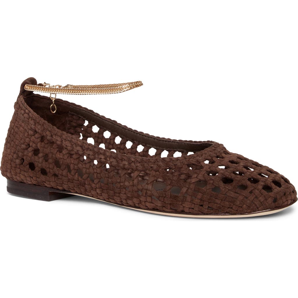 PAIGE Juliette Ankle Strap Flat in Chocolate at Nordstrom, Size 6