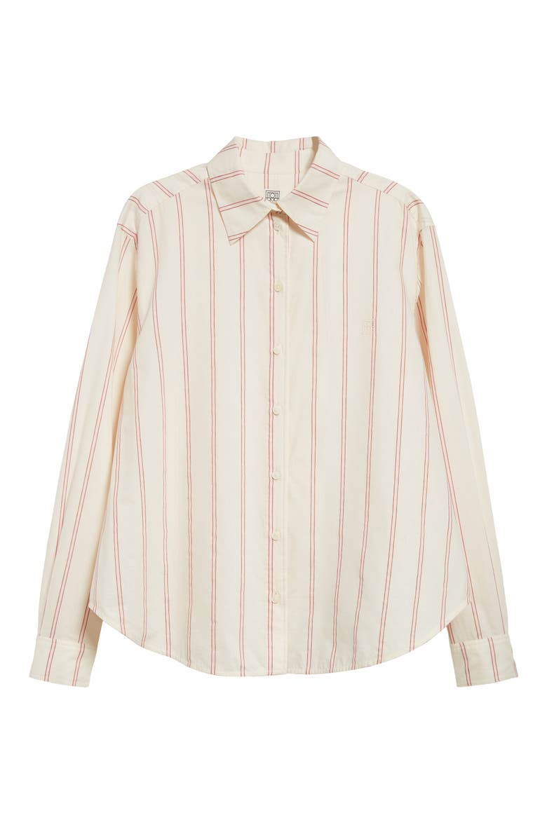Relaxed Stripe Button-Up Shirt, Alternate, color, ECRU/ BLOSSOM