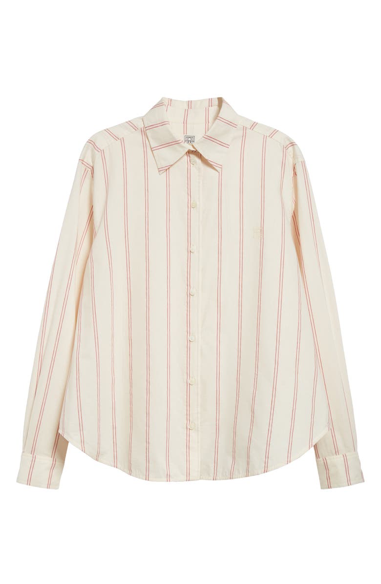 TOTEME Relaxed Stripe Button-Up Shirt, Alternate, color, Ecru/ Blossom