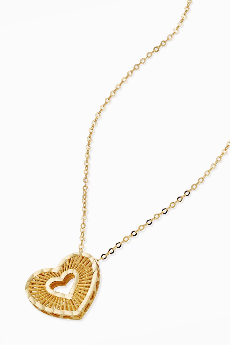 14K Yellow Gold Icon Heart Pendant Necklace, Alternate, color, Yellow Gold
