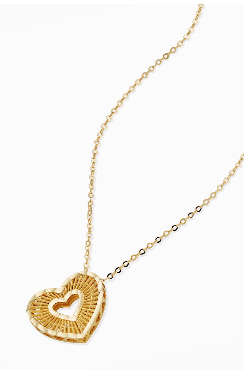 Oradina 14K Yellow Gold Icon Heart Pendant Necklace, Alternate, color, Yellow Gold