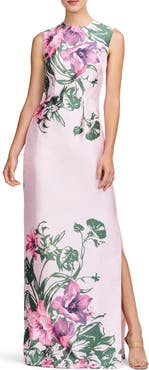 Kay Unger Ayla Placement Print Column Gown