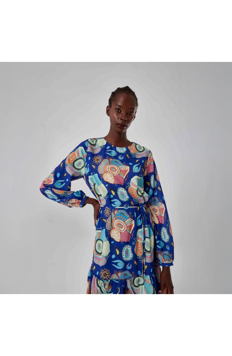 Mizalle Special Patterned Cutout Dress - Mix, Alternate, color, Mix