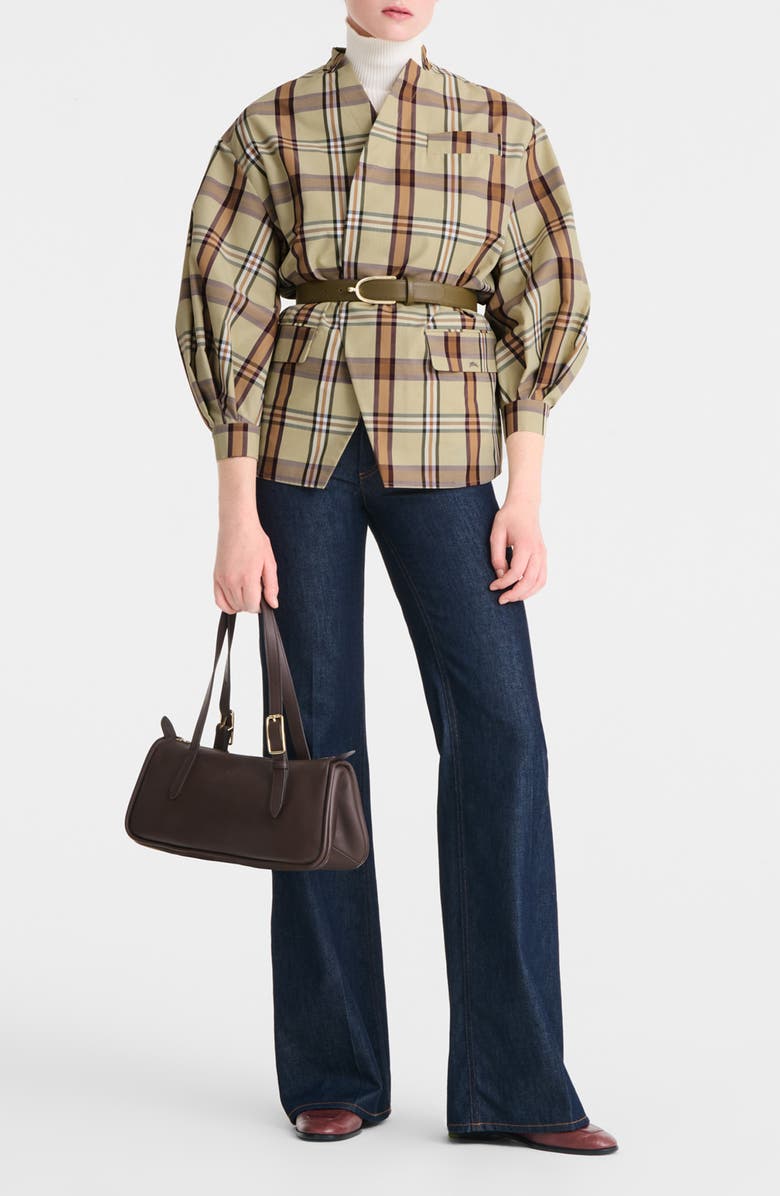 Longchamp Looong East/West Leather Shoulder Bag, Alternate, color, Mocha