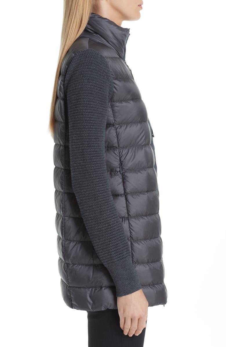 Moncler Quilted Down & Knit Cardigan, Alternate, color, 