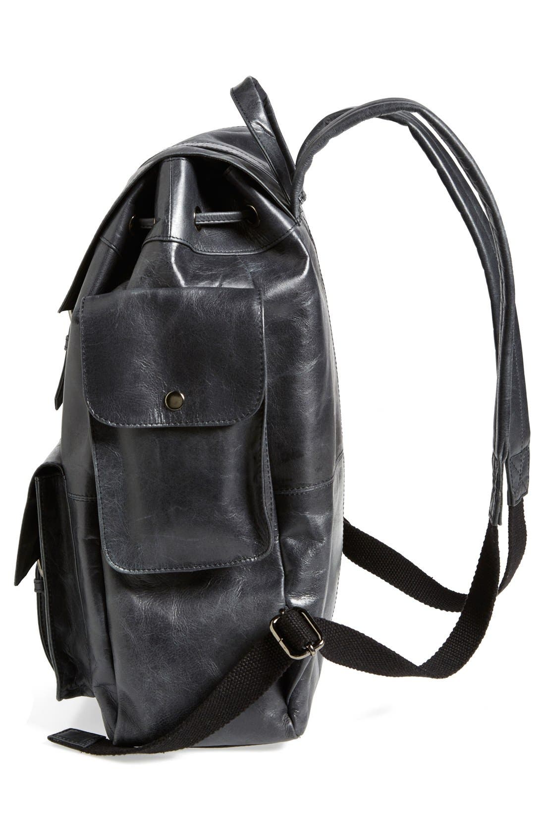 Topman Leather Backpack, Alternate, color, 