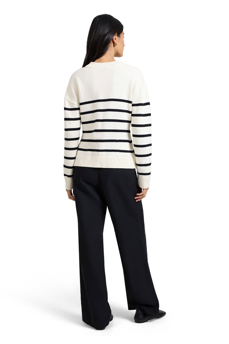 Cotton Fitted Cardigan, Alternate, color, NOIR NAVY/WHITE