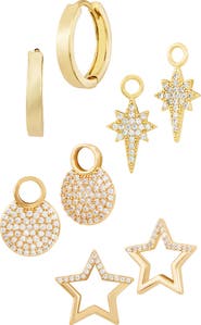 SAVVY CIE JEWELS 4-Piece Set Cubic Zirconia Drop Hoop Earrings