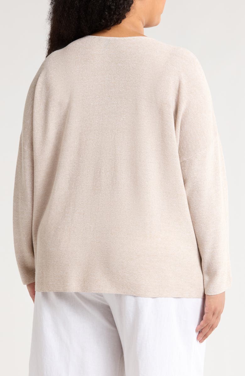 Eileen Fisher Organic Linen & Organic Cotton V-Neck Sweater, Alternate, color, Undyed Natural