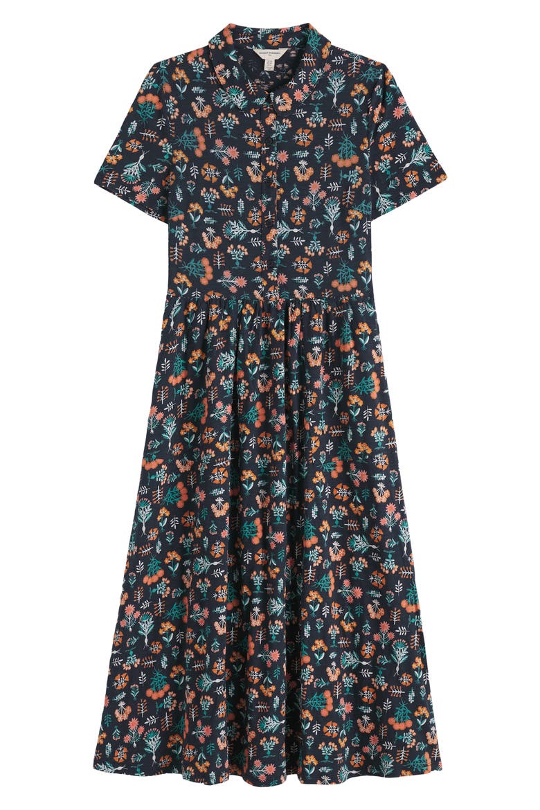 Mainland Floral Print Midi Shirtdress, Alternate, color, APOTHECARY PLANTS INKWELL