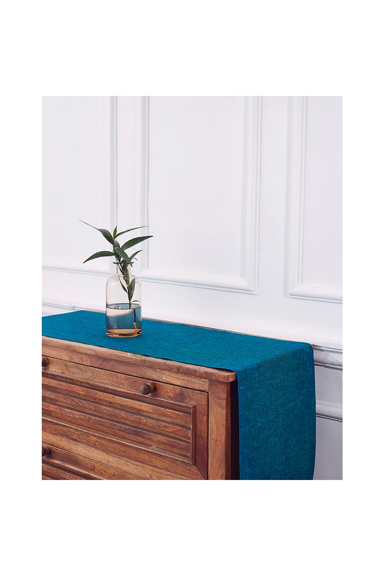 Linen Table Runner - Athena, Alternate, color, Chambray Teal