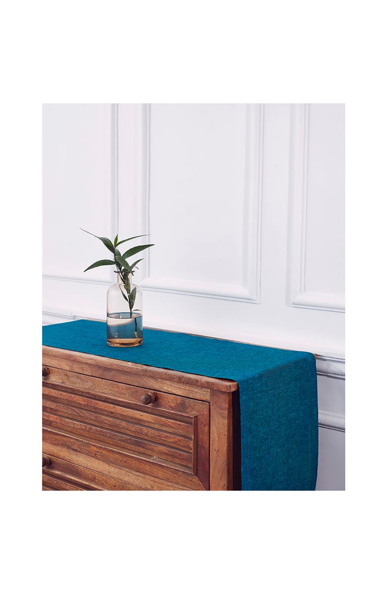 Solino Home Linen Table Runner for Dining Table, Holiday and Everyday Table Decor - Athena, Alternate, color, Chambray Teal