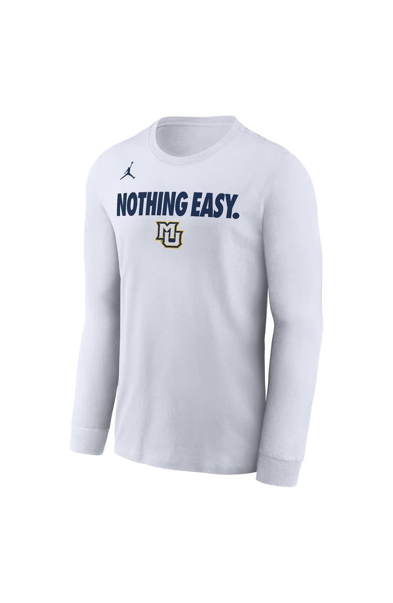 Jordan Brand Men's Jordan Brand White Marquette Golden Eagles 2025 On-Court Bench Long Sleeve T-Shirt, Alternate, color,