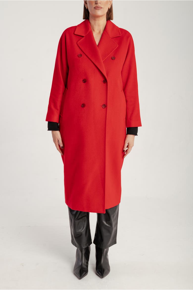 Cashmere Double Breasted Long Coat, Main, color, Red
