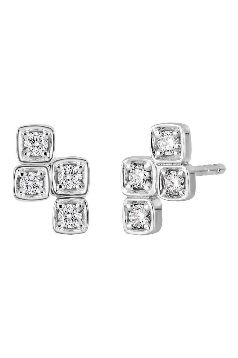 18K White Gold Geo Diamond Stud Earrings - 0.17 ctw (Nordstrom Exclusive), Main, color, 18KW