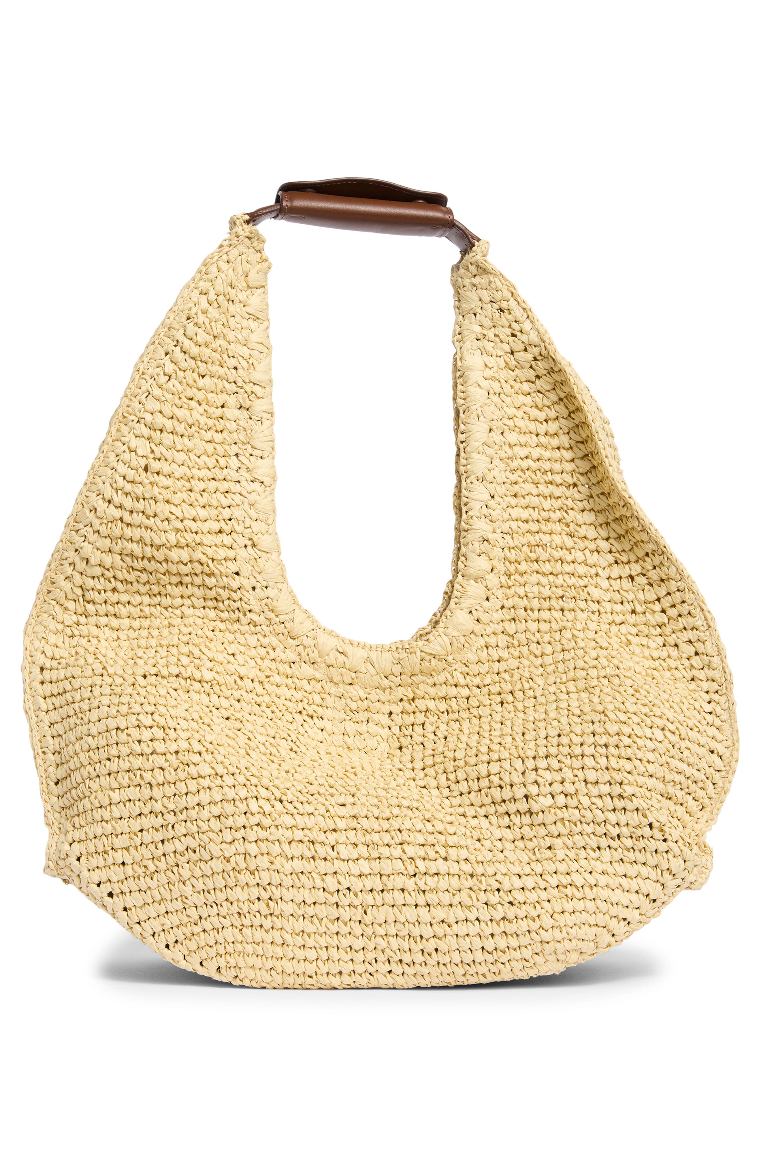 Woven Raffia Shoulder Bag, Alternate, color, NATURAL BROWN
