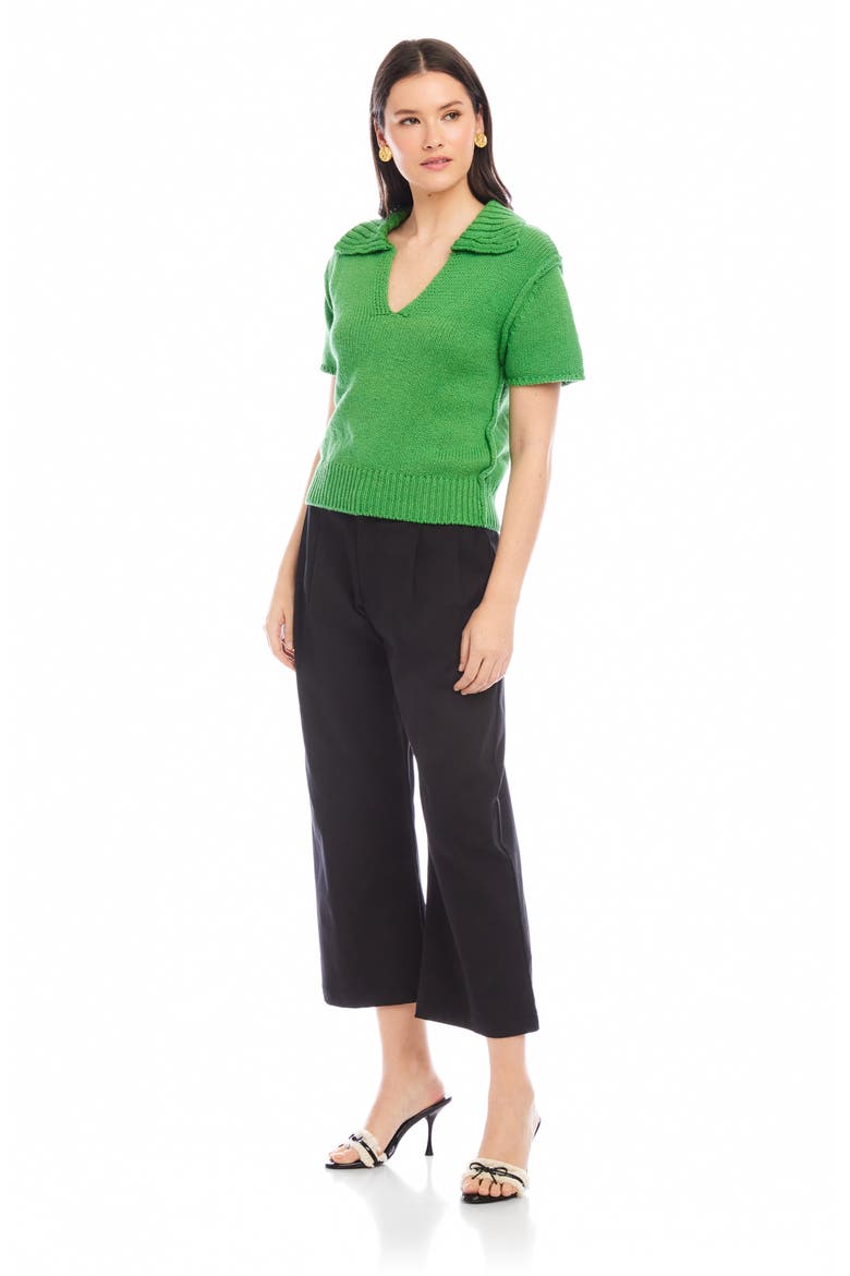 Evie Cotton Johnny Collar Polo, Alternate, color, GREEN