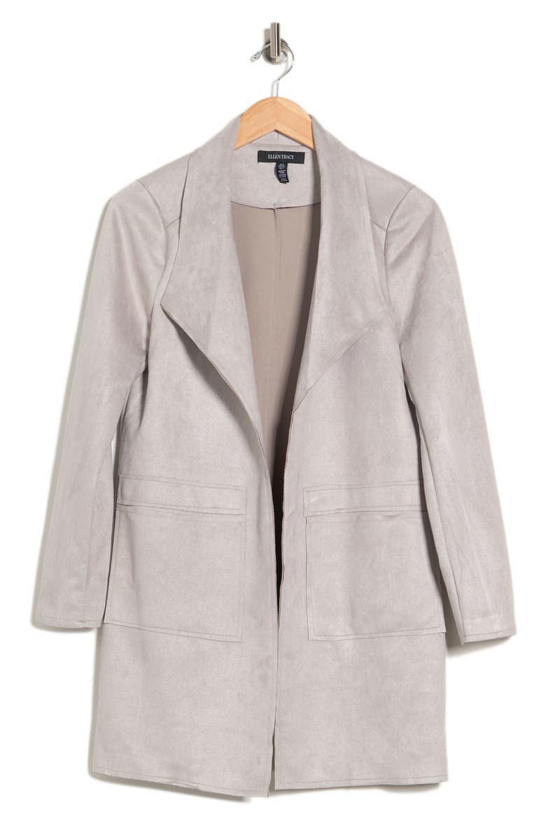 Faux Suede Jacket, Alternate, color, ICE GREY