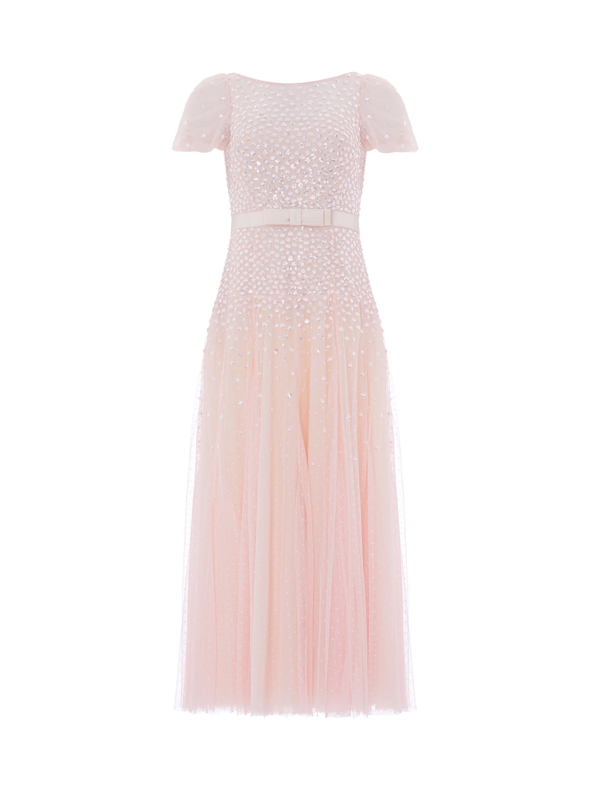 Needle & Thread Sequin Cascade Bow Short Sleeve Gown (Women) | Nordstrom