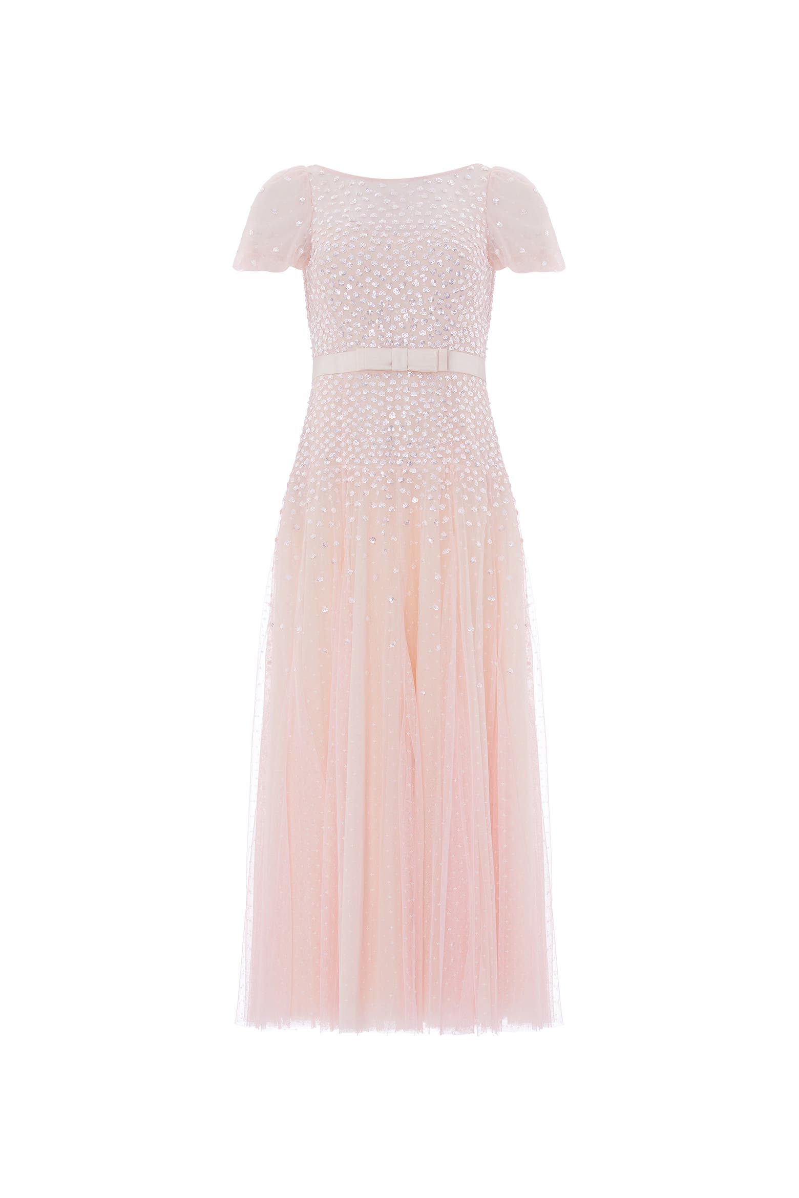 Short Syringes Needle & Thread Sequin Cascade Bow Short Sleeve Gown (Women) | Nordstrom