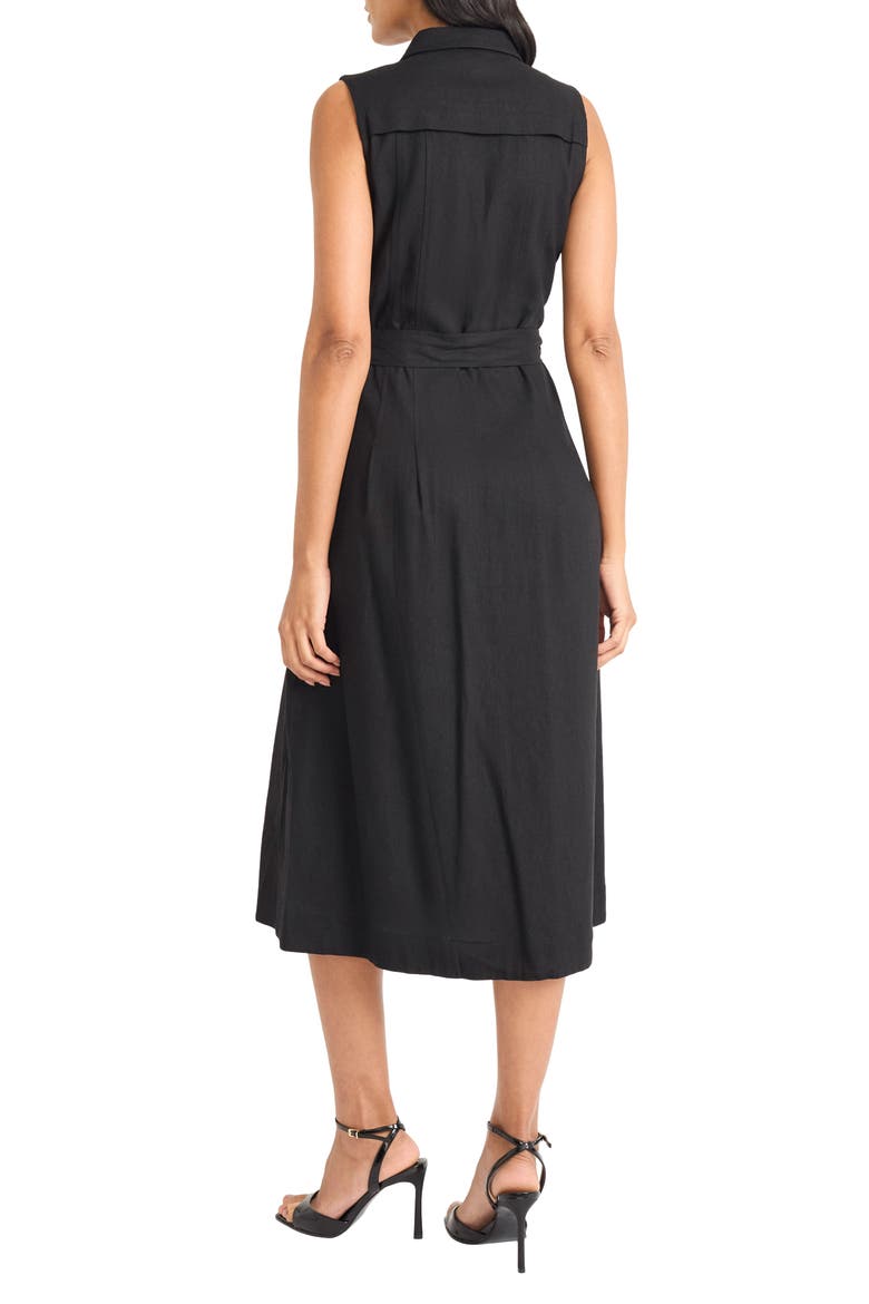 Sleeveless Linen Blend Shirtdress, Alternate, color, BLACK