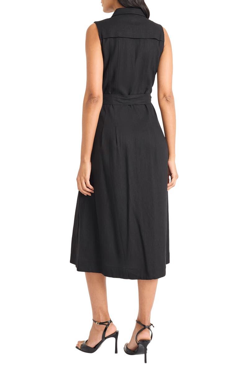 Maggy London Sleeveless Linen Blend Shirtdress, Alternate, color, Black