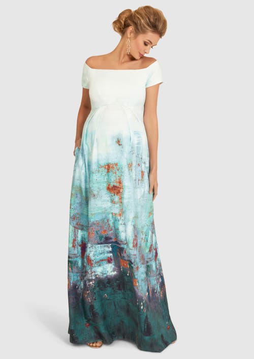 Tiffany Rose Maternity Aria Off Shoulder Maternity Gown In Multi